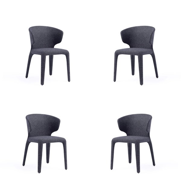 Manhattan Comfort Conrad Woven Tweed Dining Chair in Black - Set of 4 2-DC031-WBK